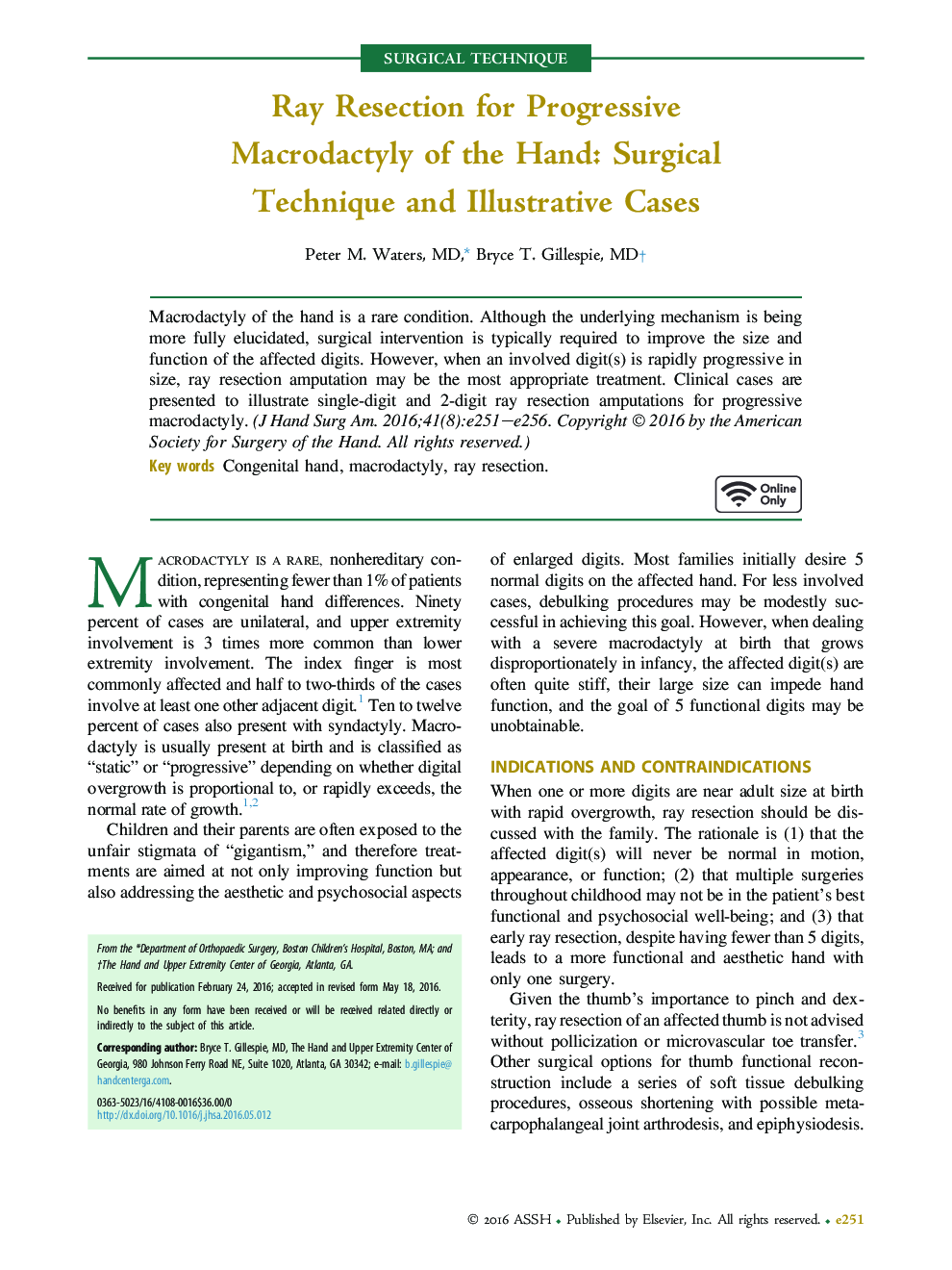 Ray Resection for Progressive Macrodactyly of the Hand: Surgical Technique and Illustrative Cases