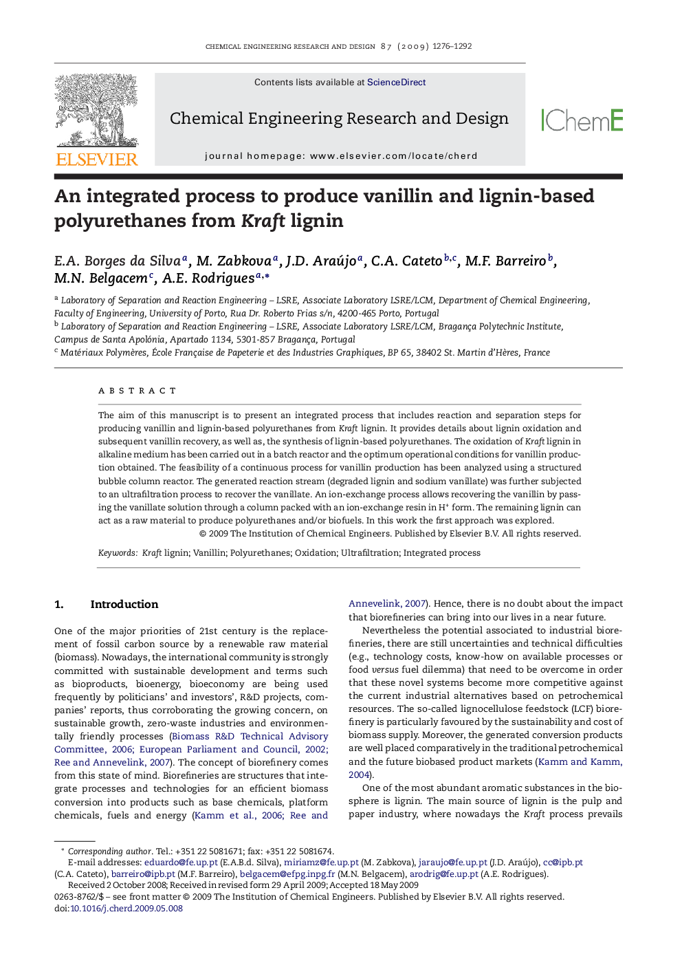 An integrated process to produce vanillin and lignin-based polyurethanes from Kraft lignin