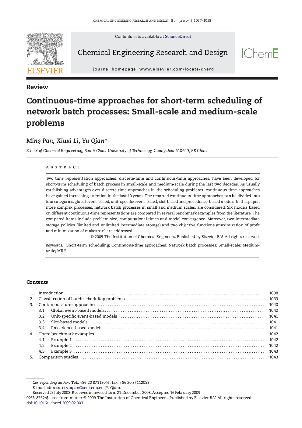 Continuous-time approaches for short-term scheduling of network batch processes: Small-scale and medium-scale problems