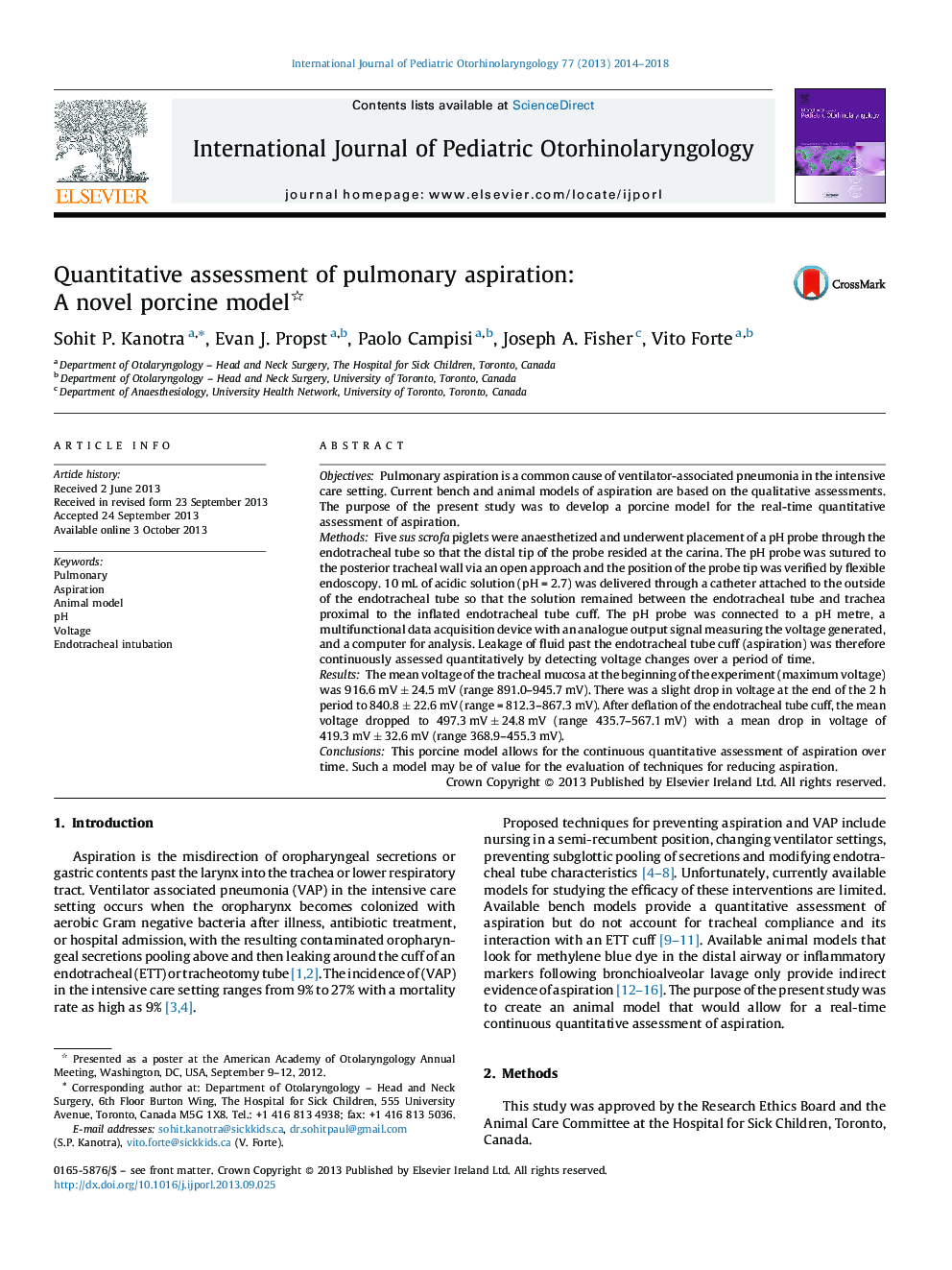 Quantitative assessment of pulmonary aspiration: A novel porcine model