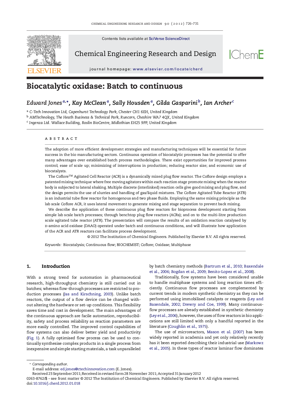 Biocatalytic oxidase: Batch to continuous