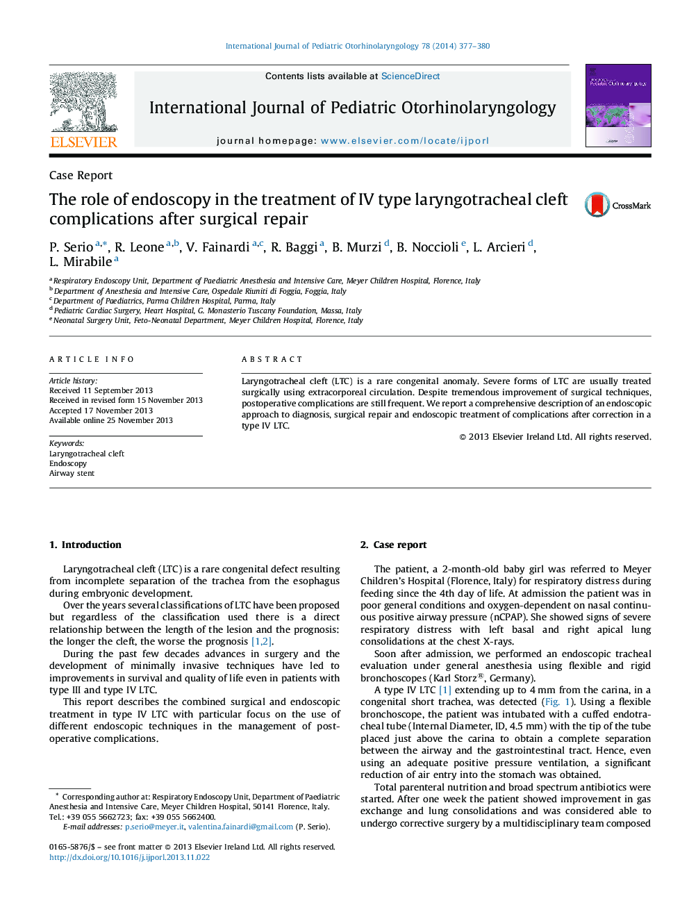 The role of endoscopy in the treatment of IV type laryngotracheal cleft complications after surgical repair