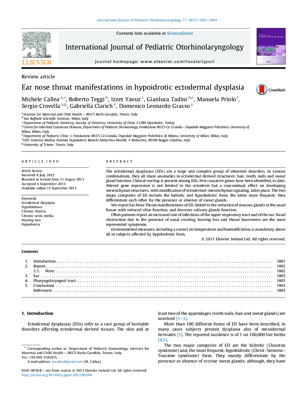 Ear nose throat manifestations in hypoidrotic ectodermal dysplasia