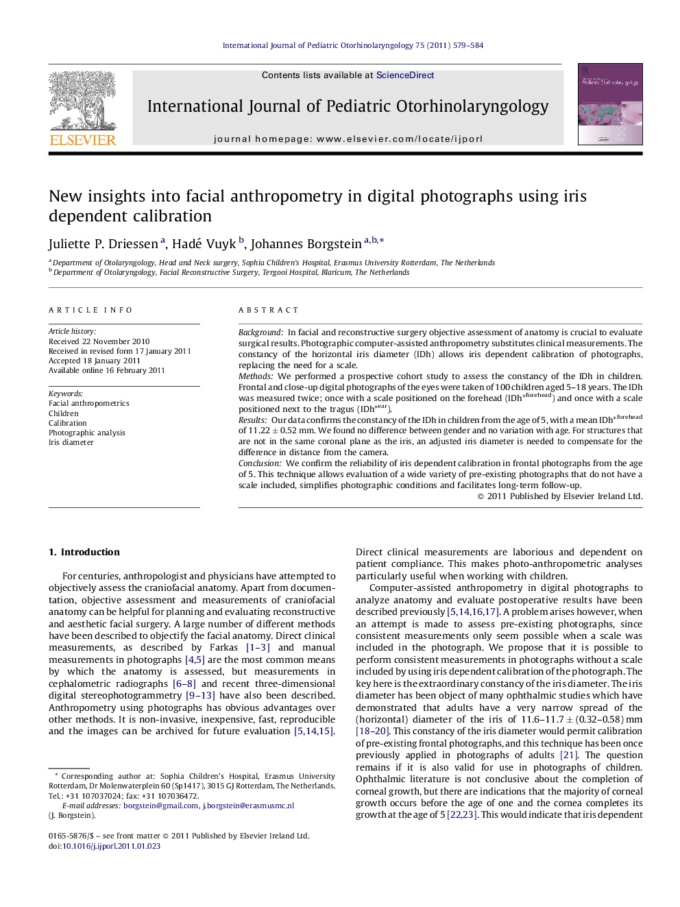 New insights into facial anthropometry in digital photographs using iris dependent calibration