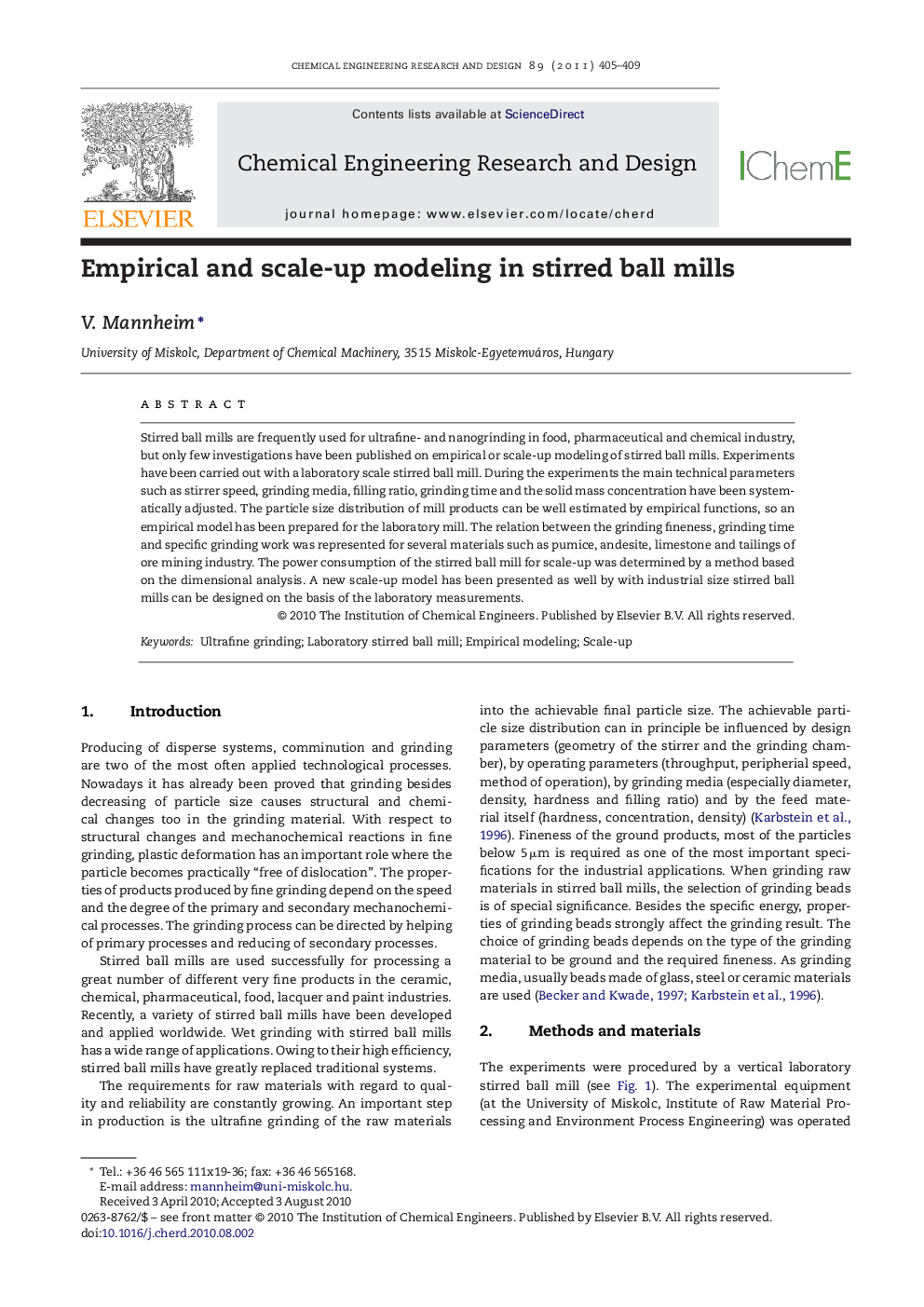 Empirical and scale-up modeling in stirred ball mills