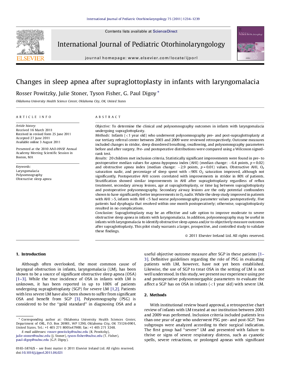 Changes in sleep apnea after supraglottoplasty in infants with laryngomalacia