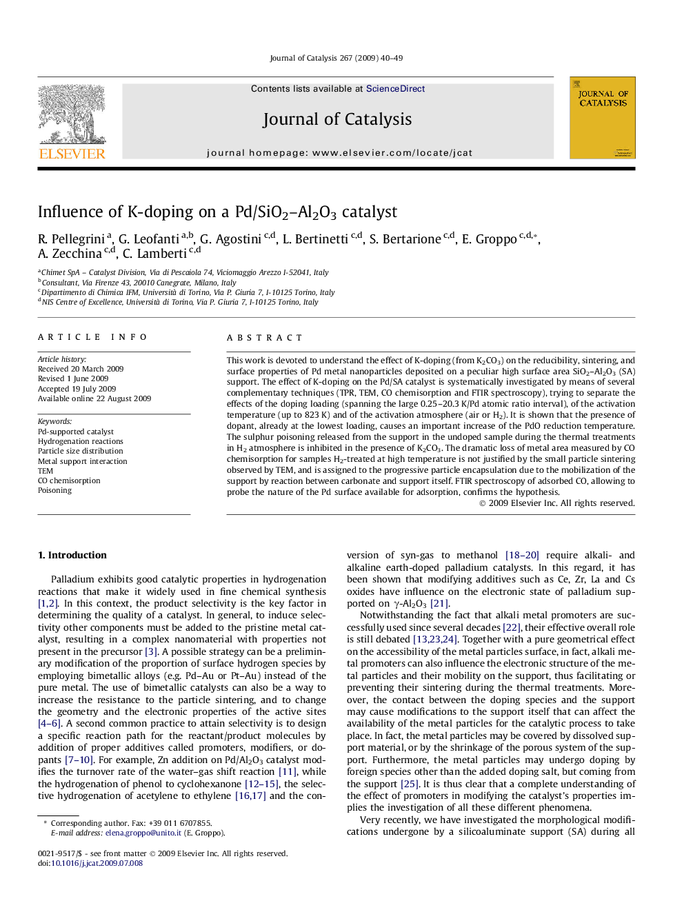 Influence of K-doping on a Pd/SiO2–Al2O3 catalyst