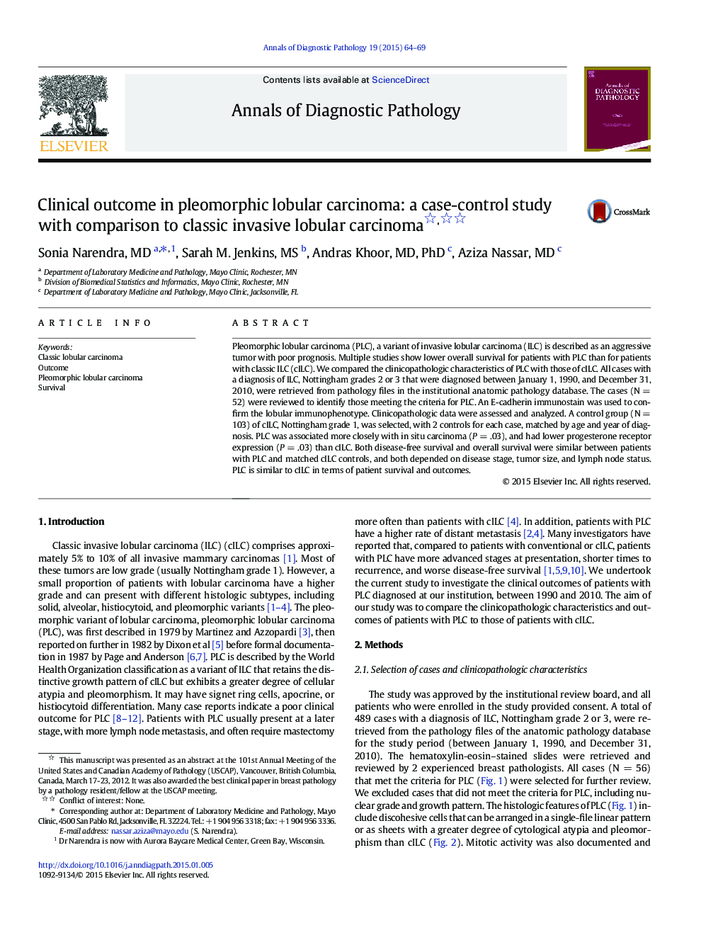 Clinical outcome in pleomorphic lobular carcinoma: a case-control study with comparison to classic invasive lobular carcinoma