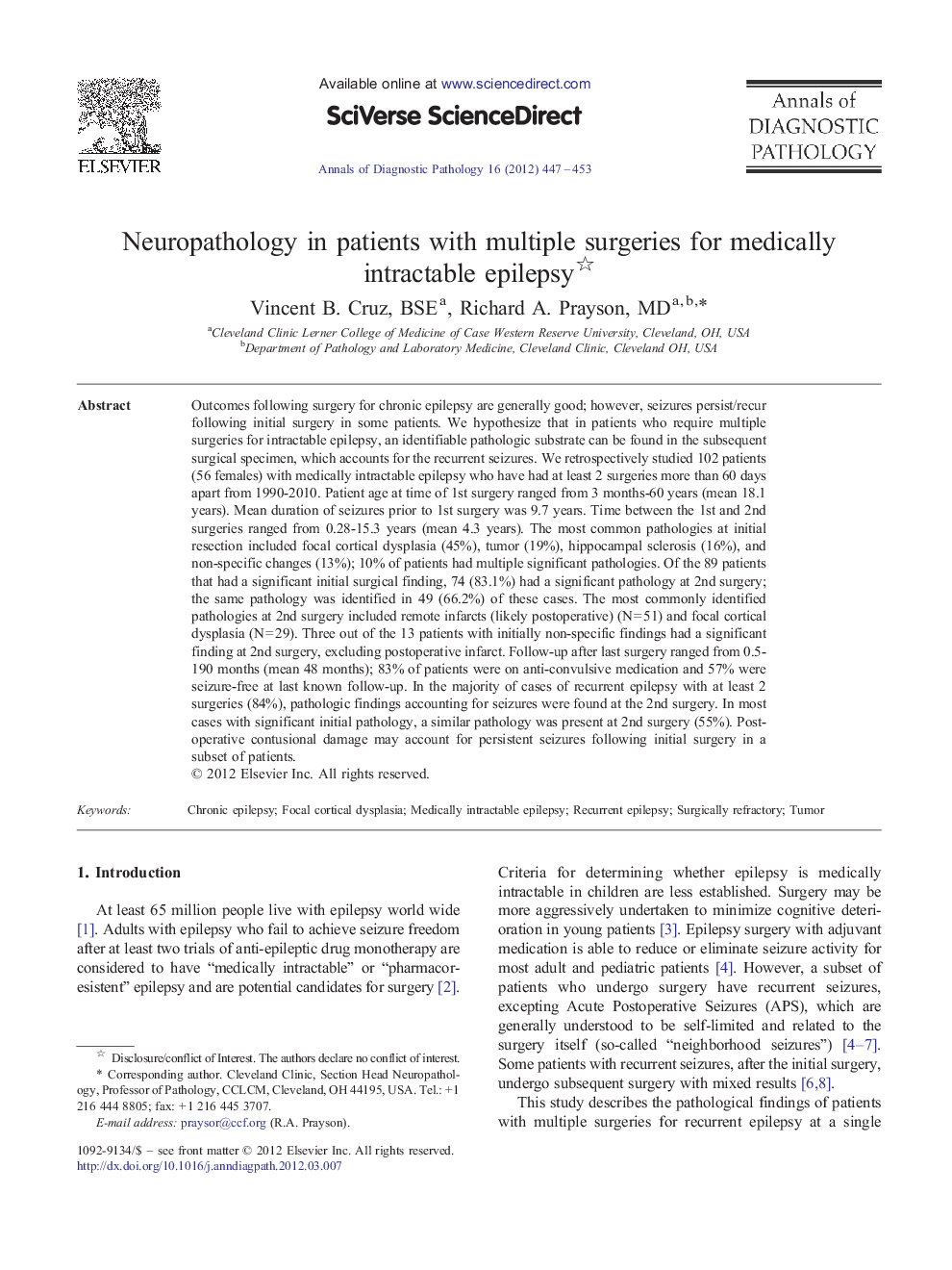 Neuropathology in patients with multiple surgeries for medically intractable epilepsy