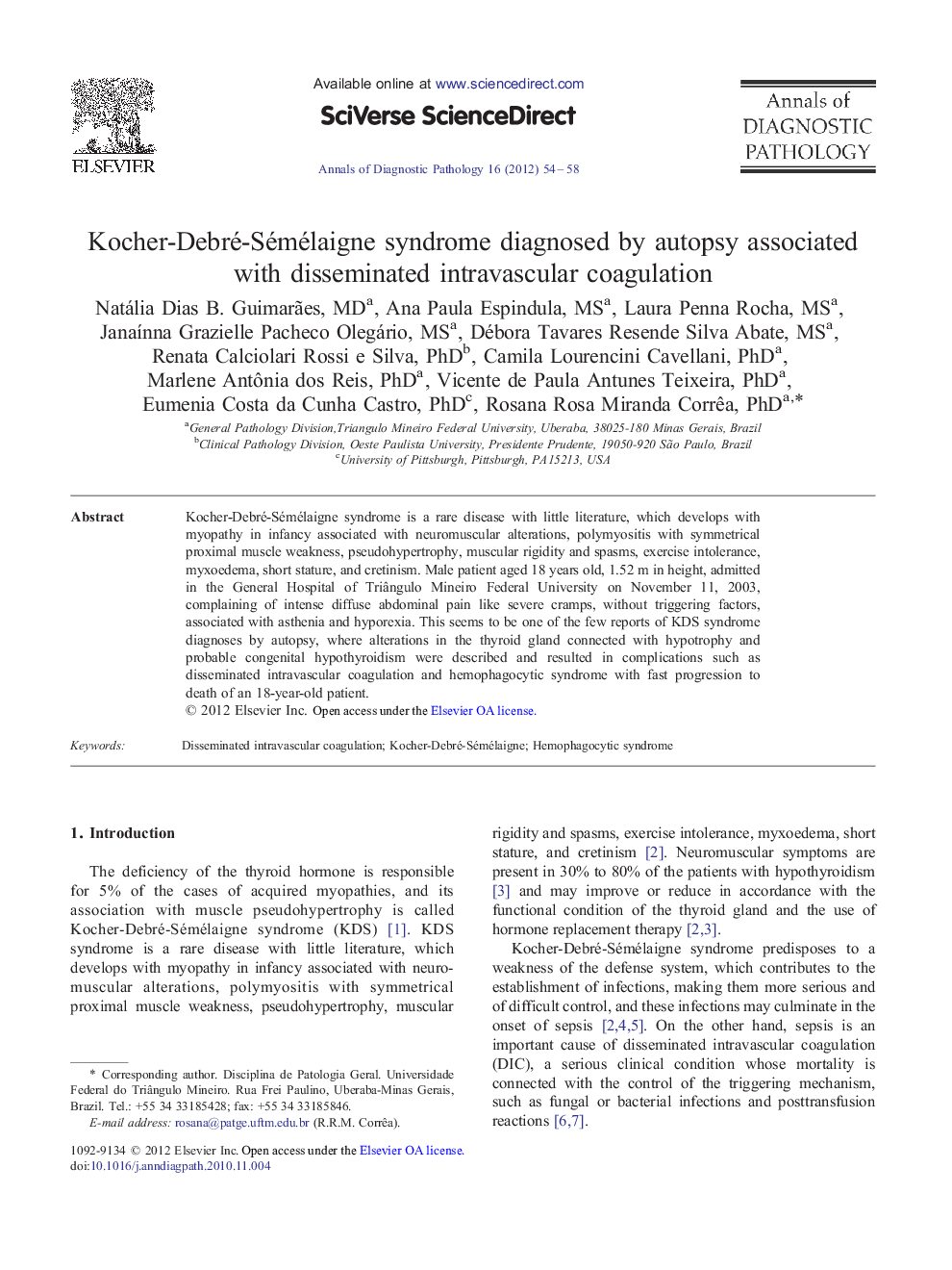 Kocher-Debré-Sémélaigne syndrome diagnosed by autopsy associated with disseminated intravascular coagulation