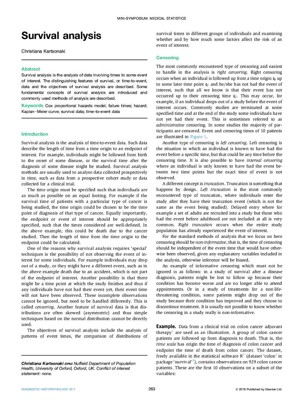 Survival analysis