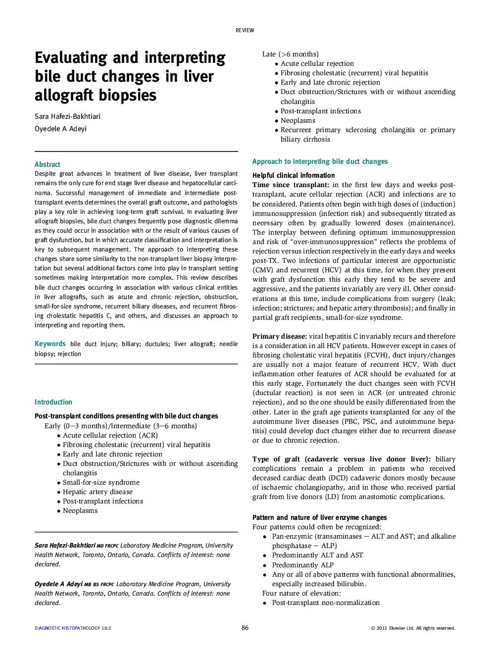 Evaluating and interpreting bile duct changes in liver allograft biopsies