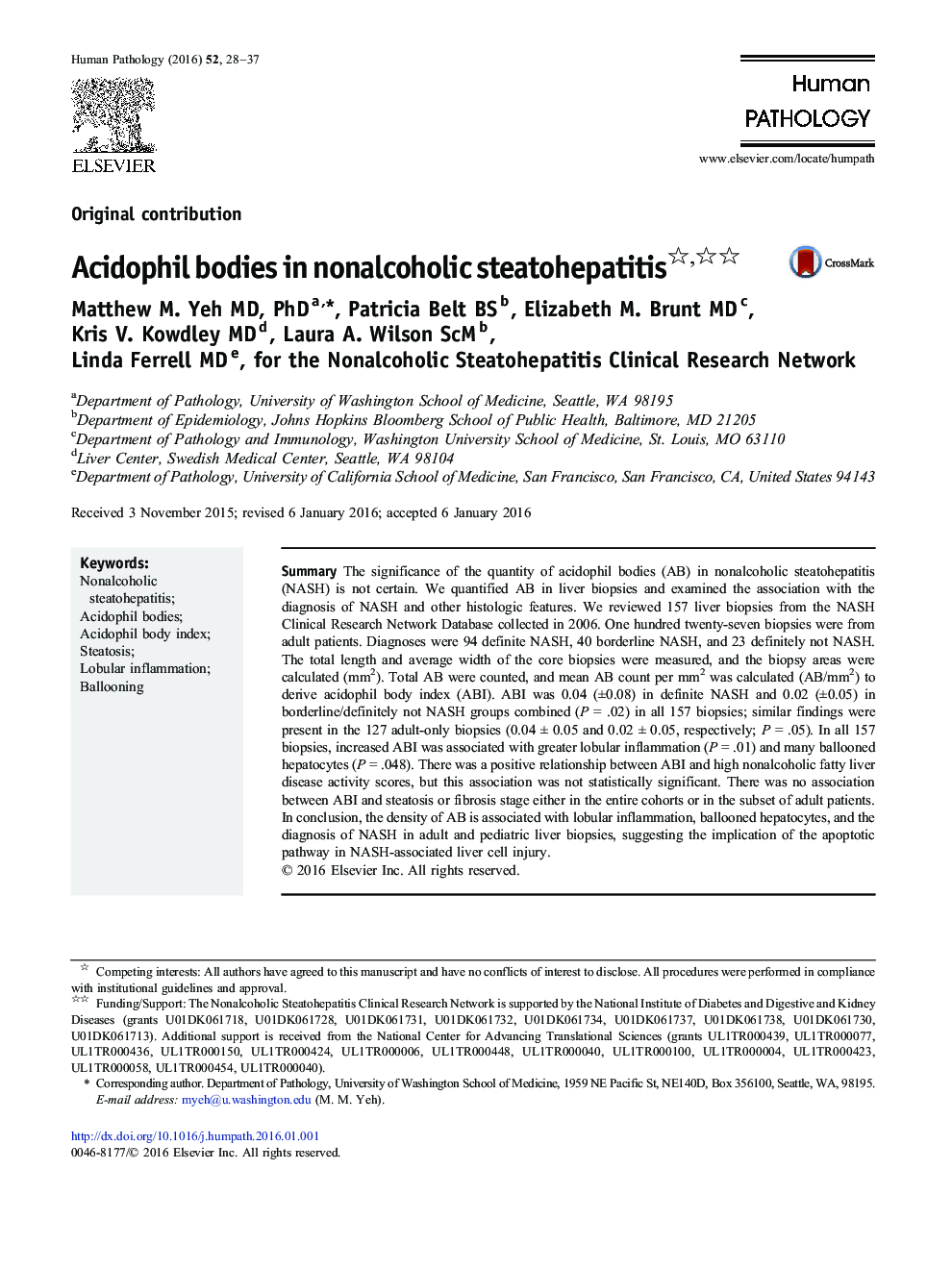 Acidophil bodies in nonalcoholic steatohepatitis