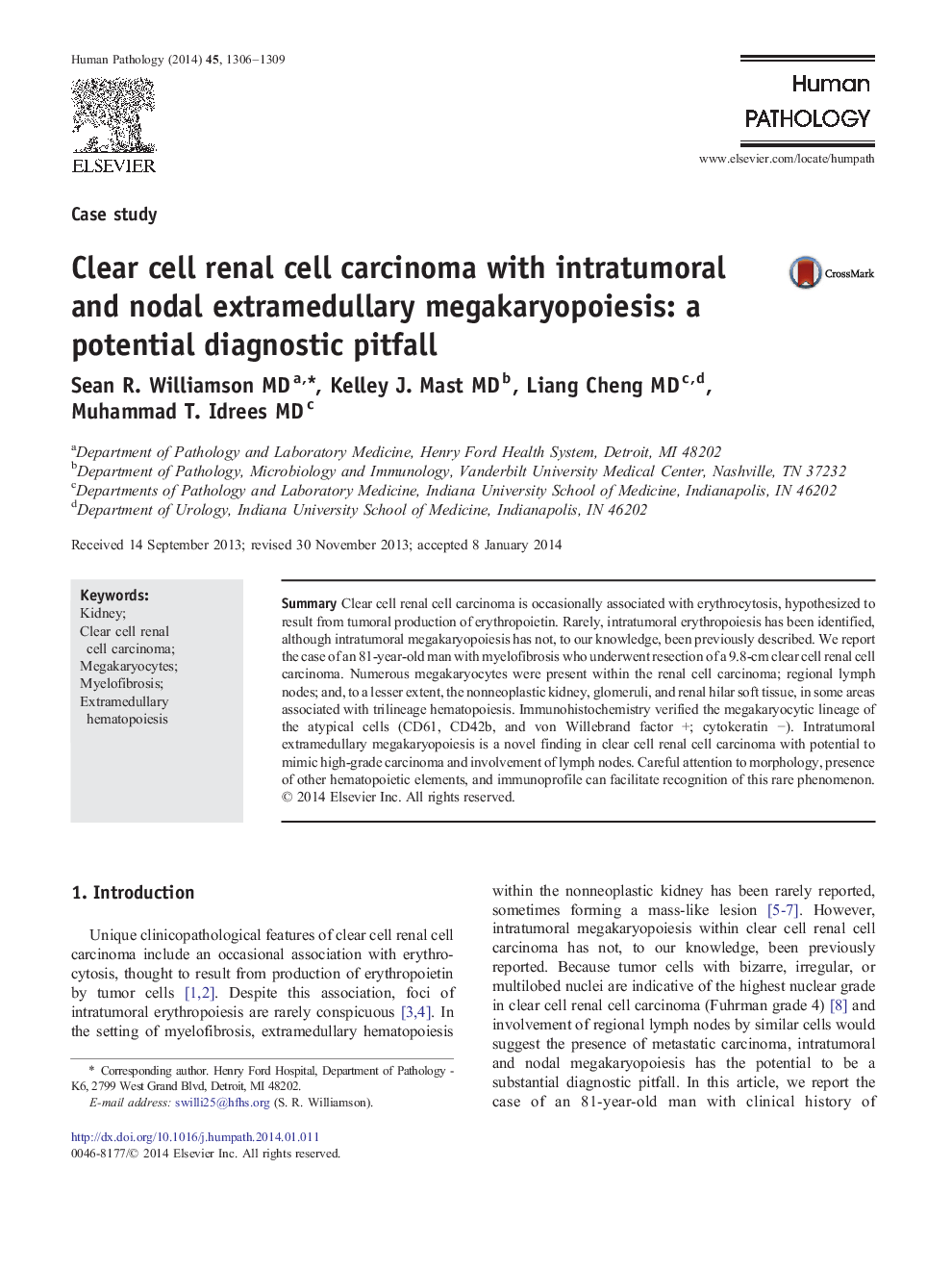 Clear cell renal cell carcinoma with intratumoral and nodal extramedullary megakaryopoiesis: a potential diagnostic pitfall