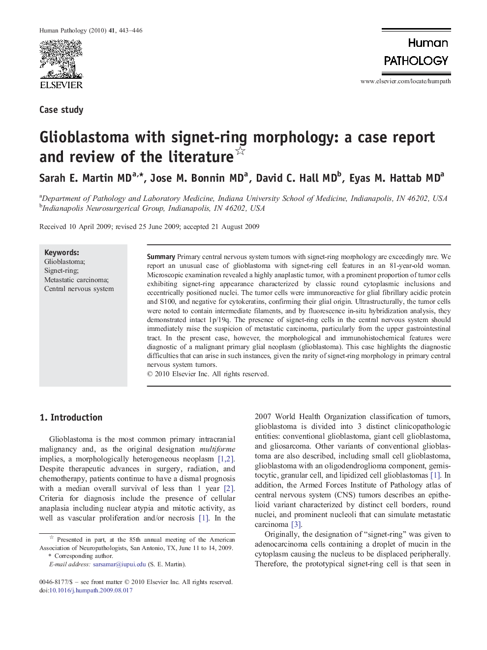 Glioblastoma with signet-ring morphology: a case report and review of the literature