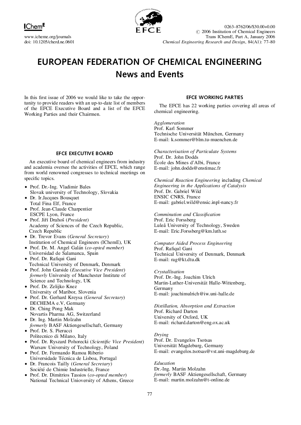 عکس صفحه اول مقاله: European Federation of Chemical Engineering European Federation of Chemical Engineering