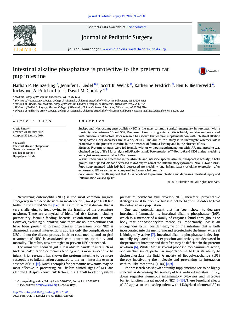 AAP PaperIntestinal alkaline phosphatase is protective to the preterm rat pup intestine