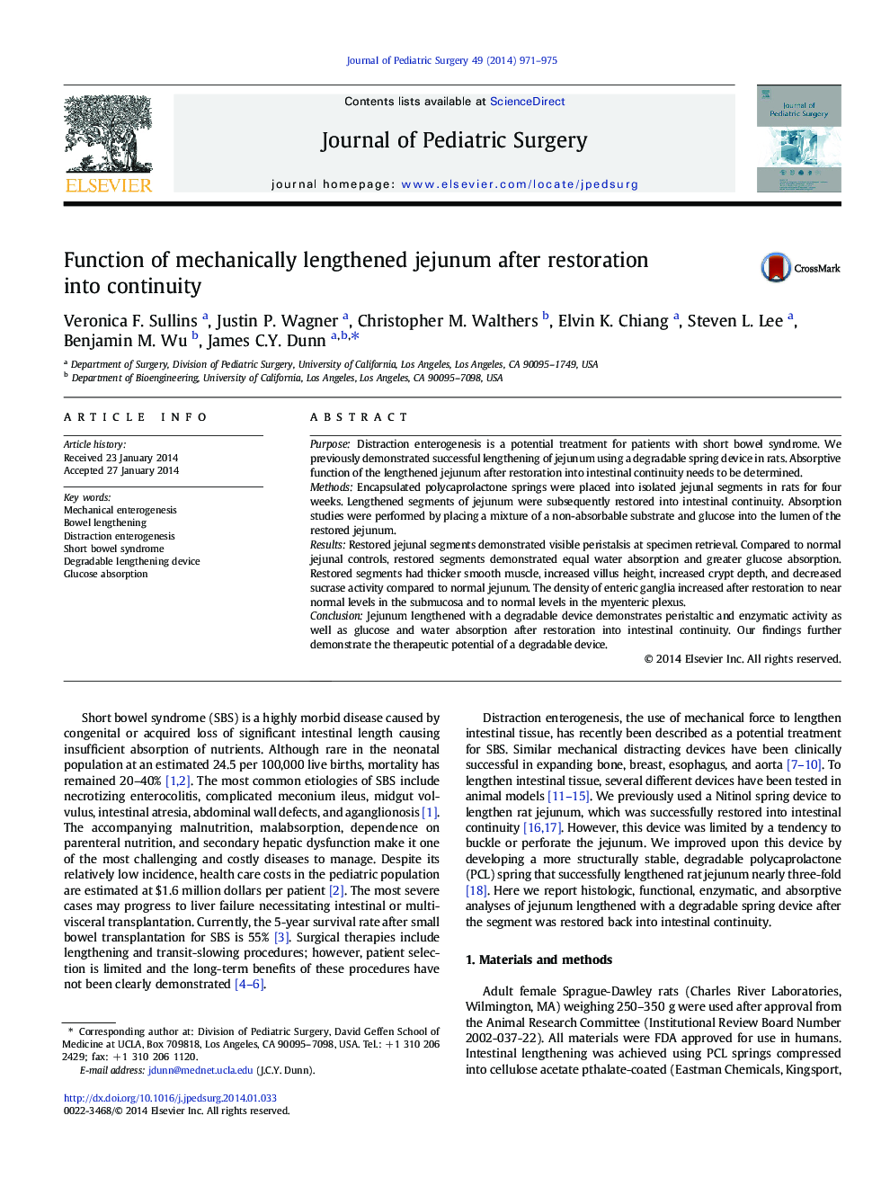 AAP PaperFunction of mechanically lengthened jejunum after restoration into continuity