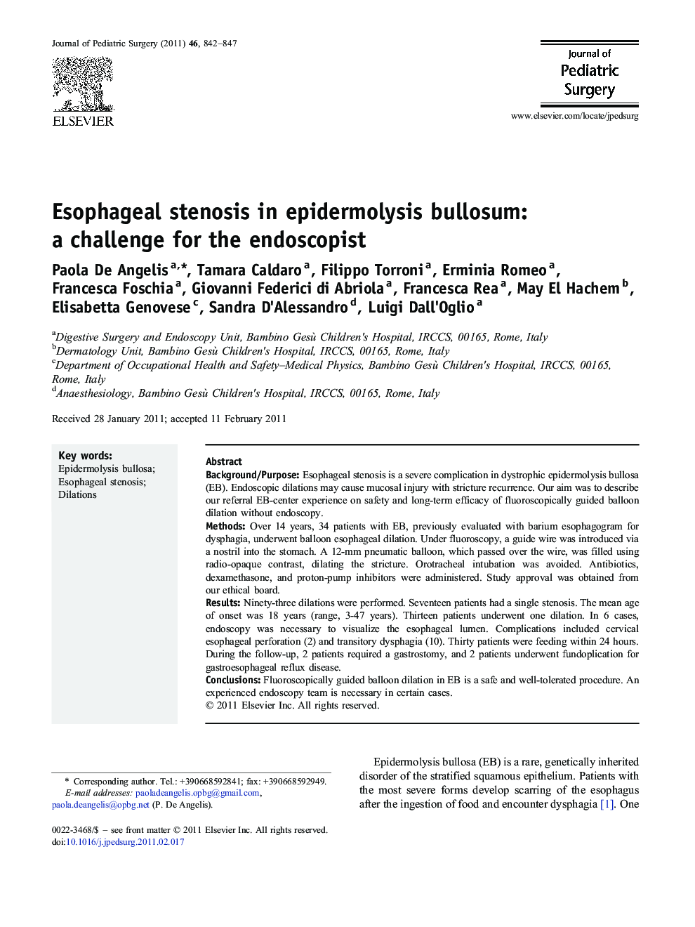 Esophageal stenosis in epidermolysis bullosum:a challenge for the endoscopist