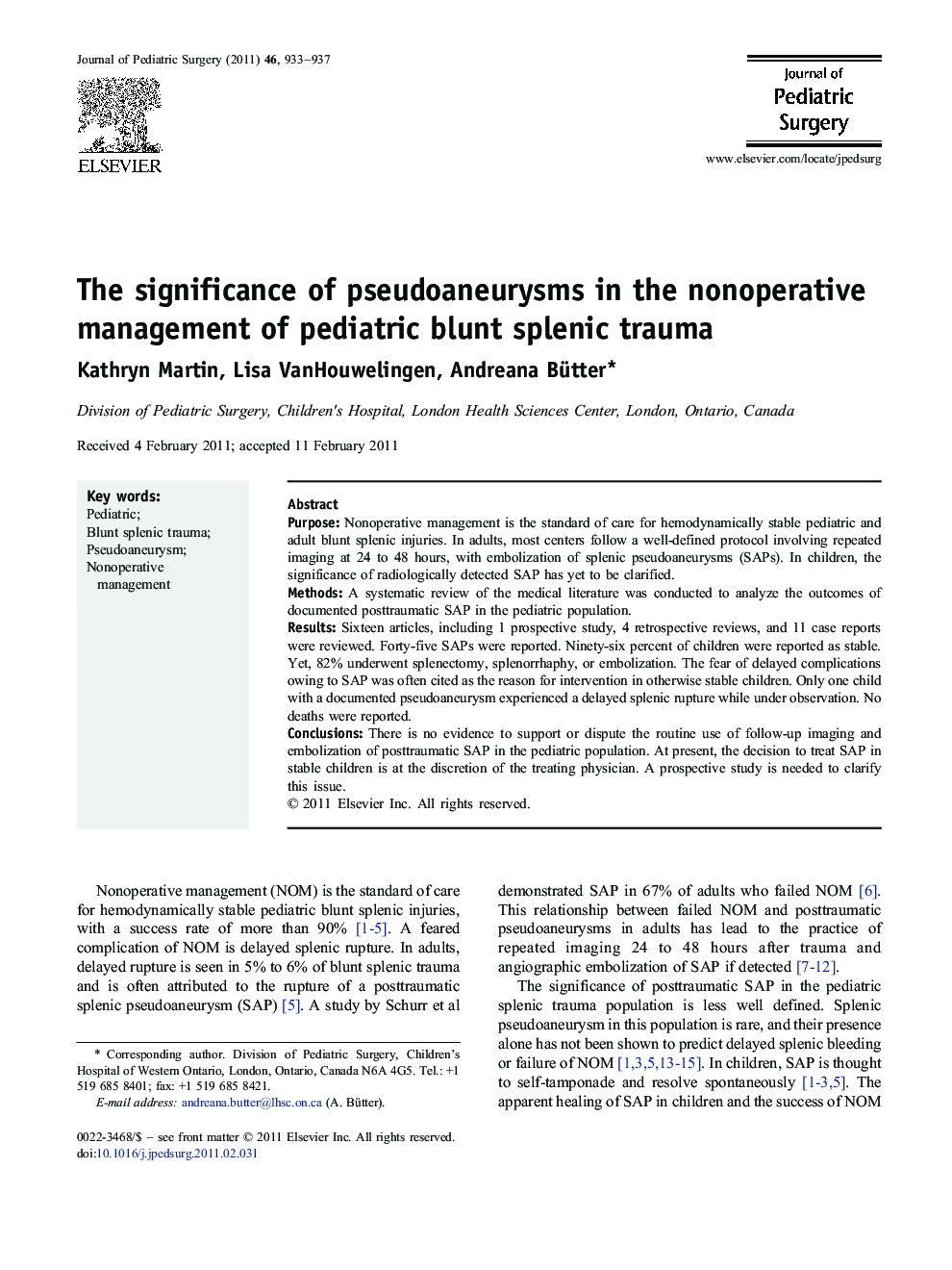 The significance of pseudoaneurysms in the nonoperative management of pediatric blunt splenic trauma