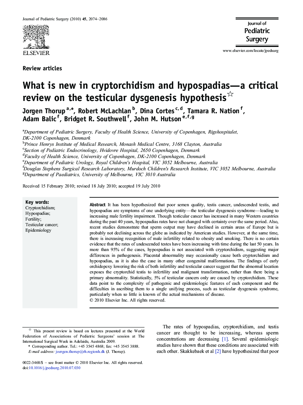 What is new in cryptorchidism and hypospadias-a critical review on the testicular dysgenesis hypothesis