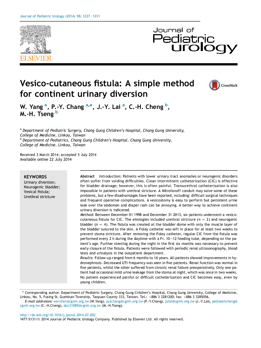 Vesico-cutaneous fistula: A simple method for continent urinary diversion