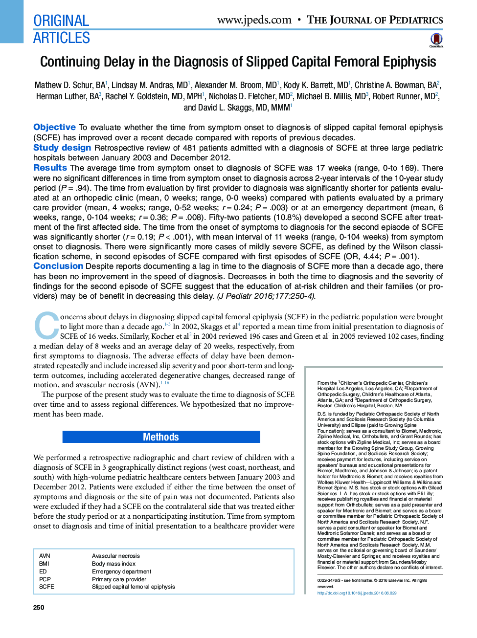 Continuing Delay in the Diagnosis of Slipped Capital Femoral Epiphysis