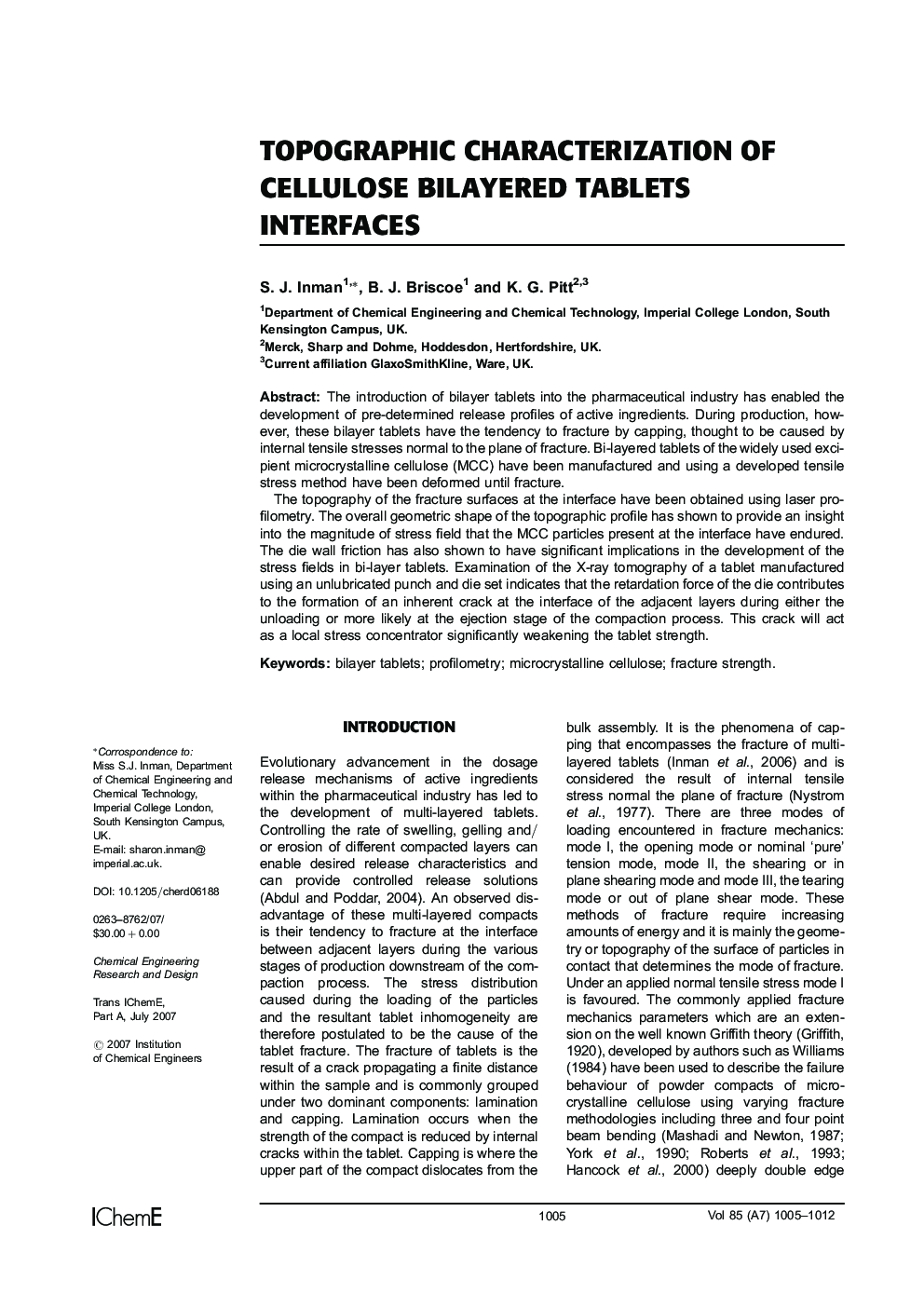 Topographic Characterization of Cellulose Bilayered Tablets Interfaces