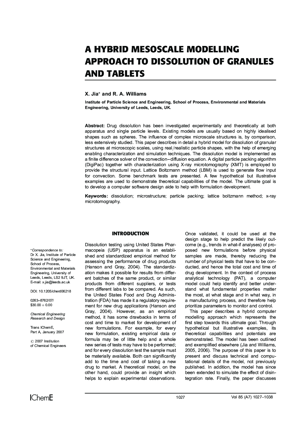 A Hybrid Mesoscale Modelling Approach to Dissolution of Granules and Tablets