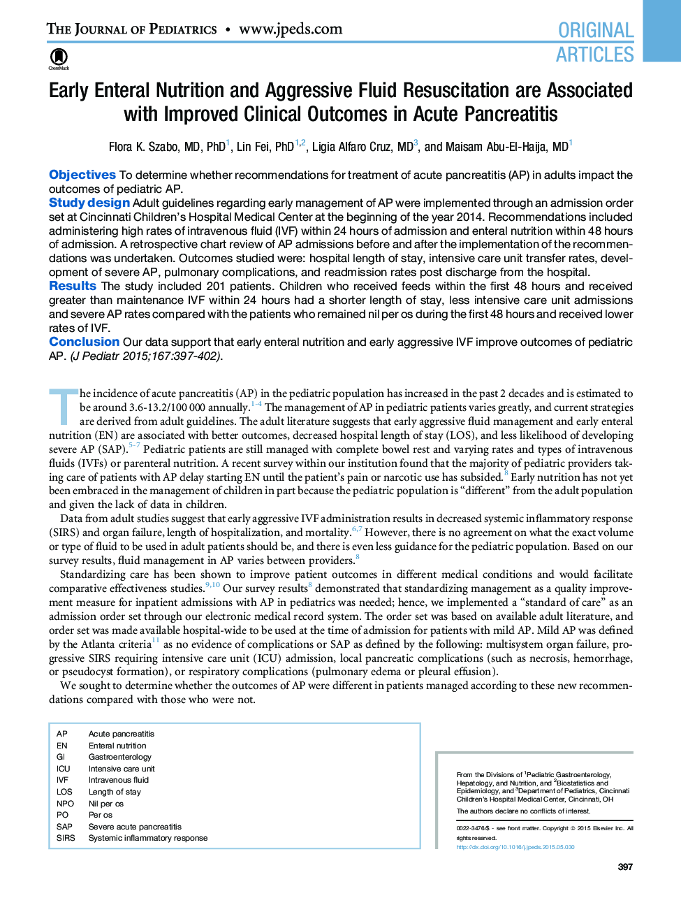 Early Enteral Nutrition and Aggressive Fluid Resuscitation are Associated with Improved Clinical Outcomes in Acute Pancreatitis