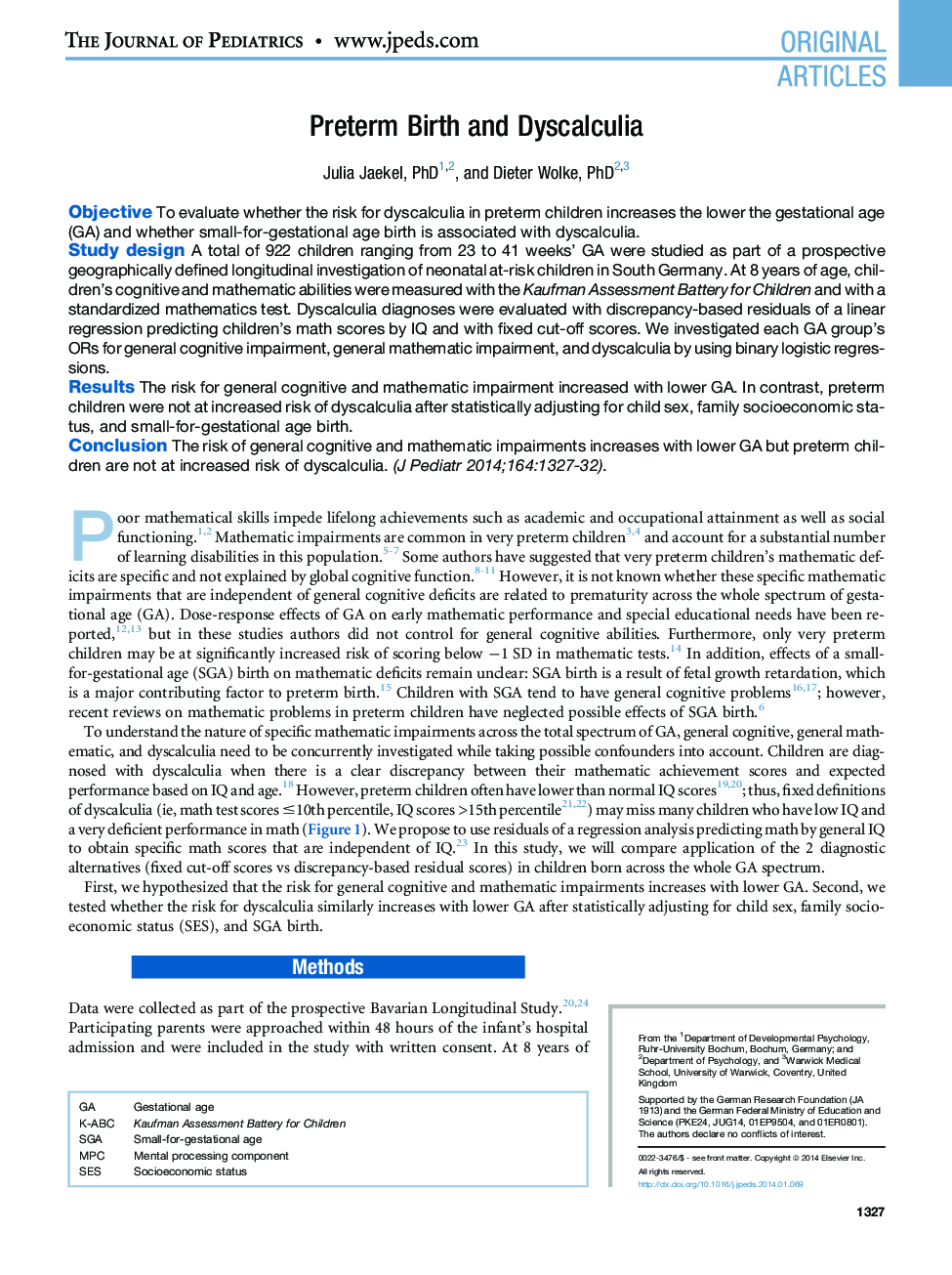 Preterm Birth and Dyscalculia