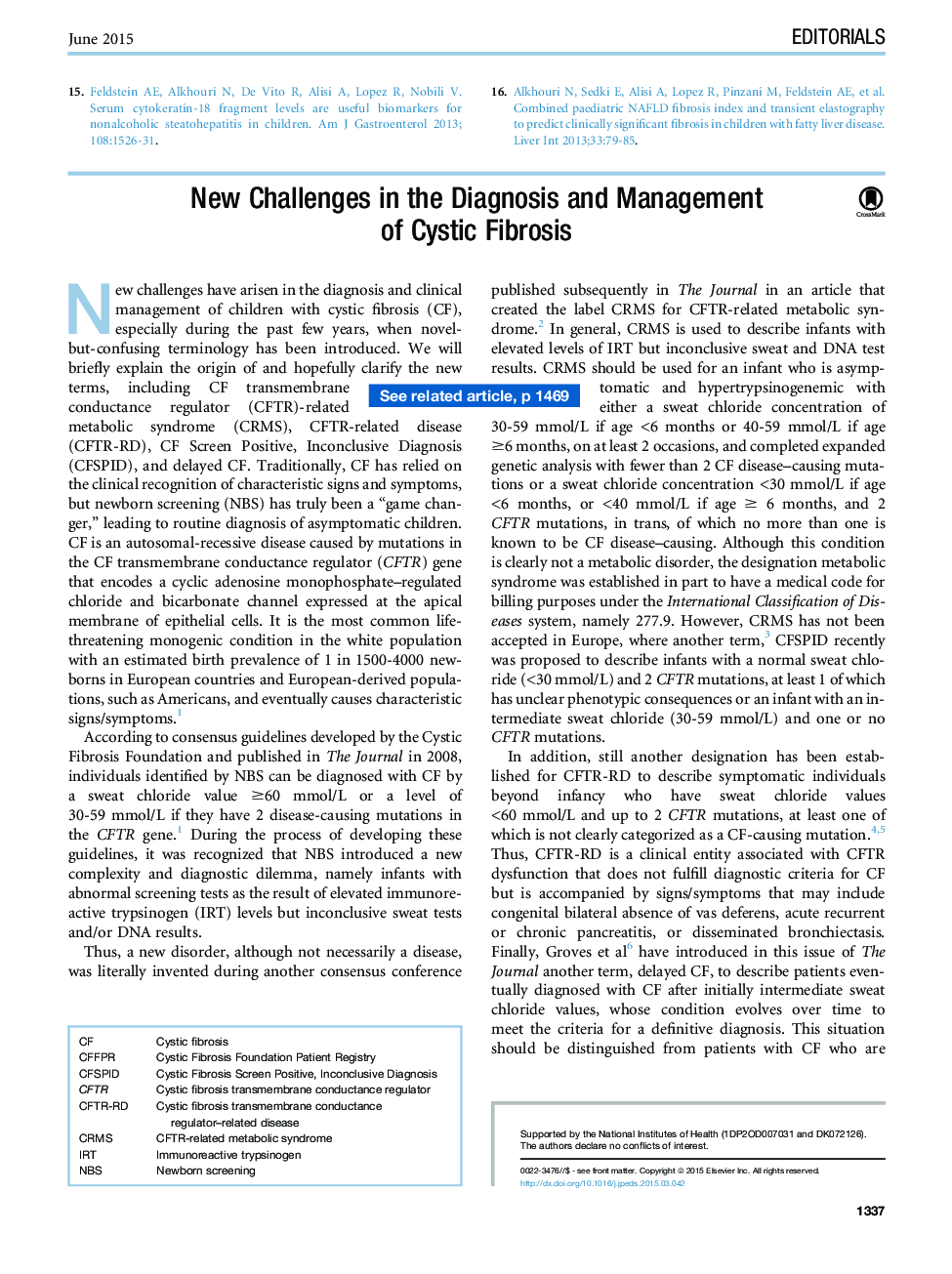 New Challenges in the Diagnosis and Management of Cystic Fibrosis