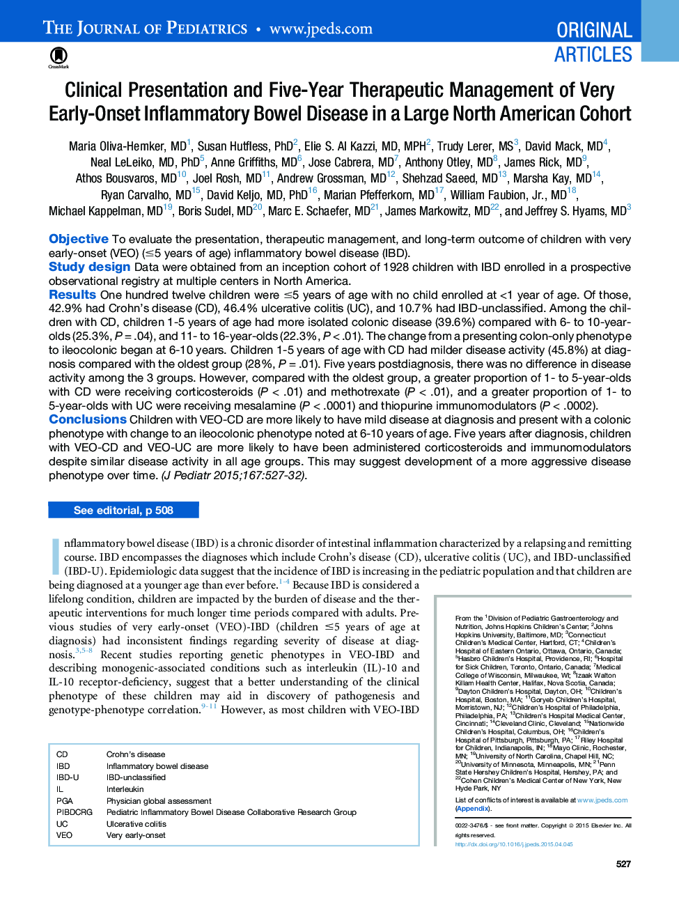 Clinical Presentation and Five-Year Therapeutic Management of Very Early-Onset Inflammatory Bowel Disease in a Large North American Cohort