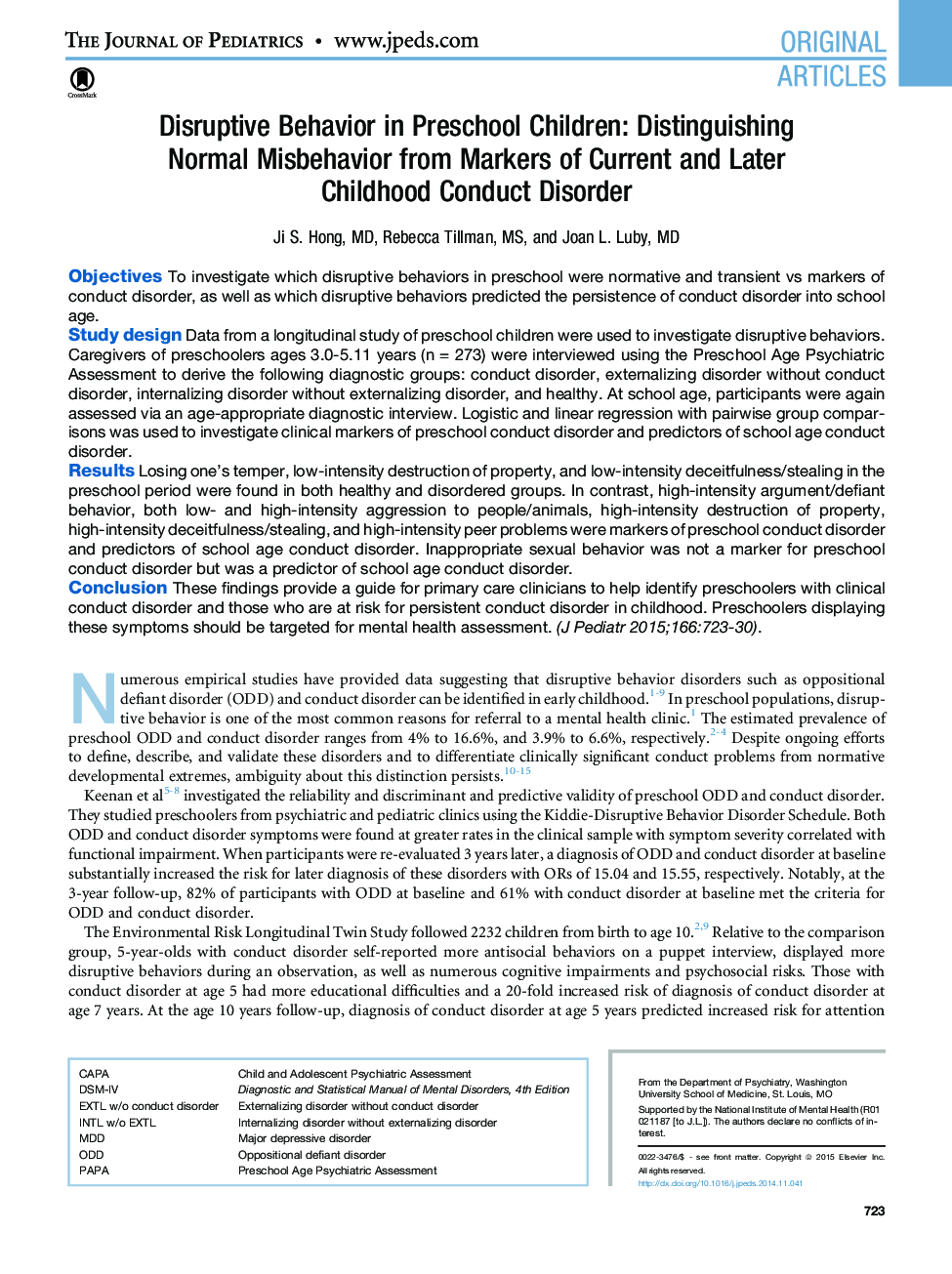 Disruptive Behavior in Preschool Children: Distinguishing NormalÂ Misbehavior from Markers of Current and Later ChildhoodÂ ConductÂ Disorder