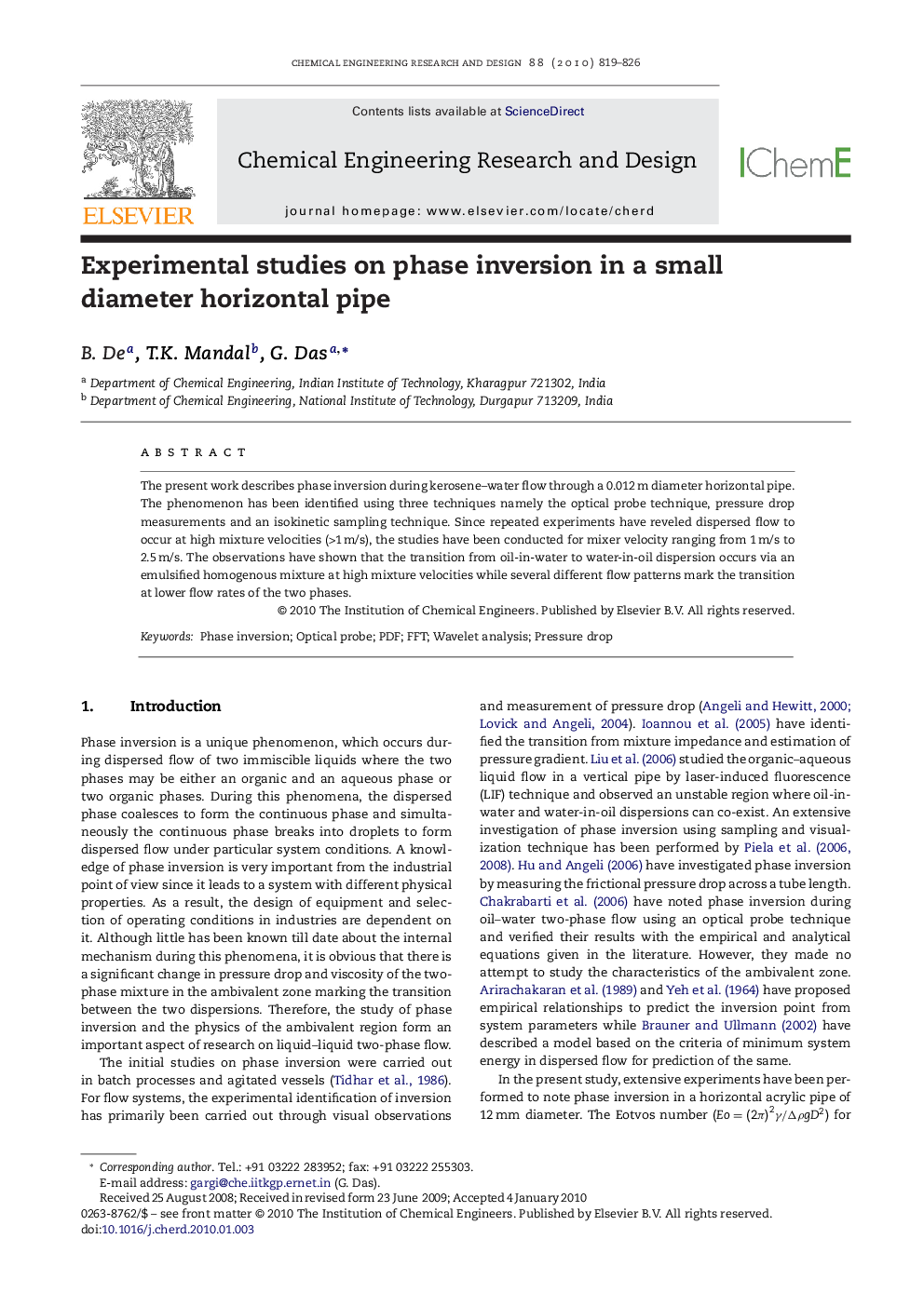 Experimental studies on phase inversion in a small diameter horizontal pipe