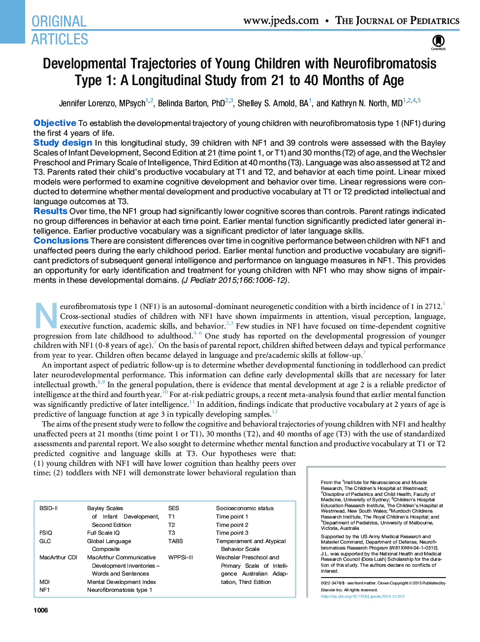 Developmental Trajectories of Young Children with Neurofibromatosis Type 1: A Longitudinal Study from 21 to 40Â Months of Age