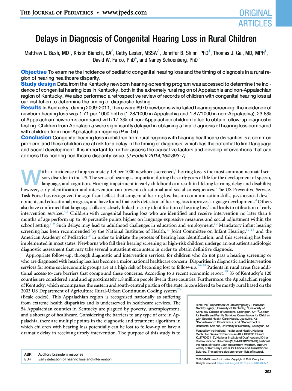 Delays in Diagnosis of Congenital Hearing Loss in Rural Children