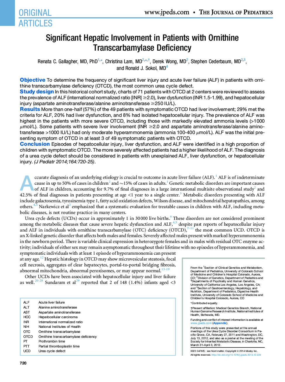 Significant Hepatic Involvement in Patients with Ornithine Transcarbamylase Deficiency