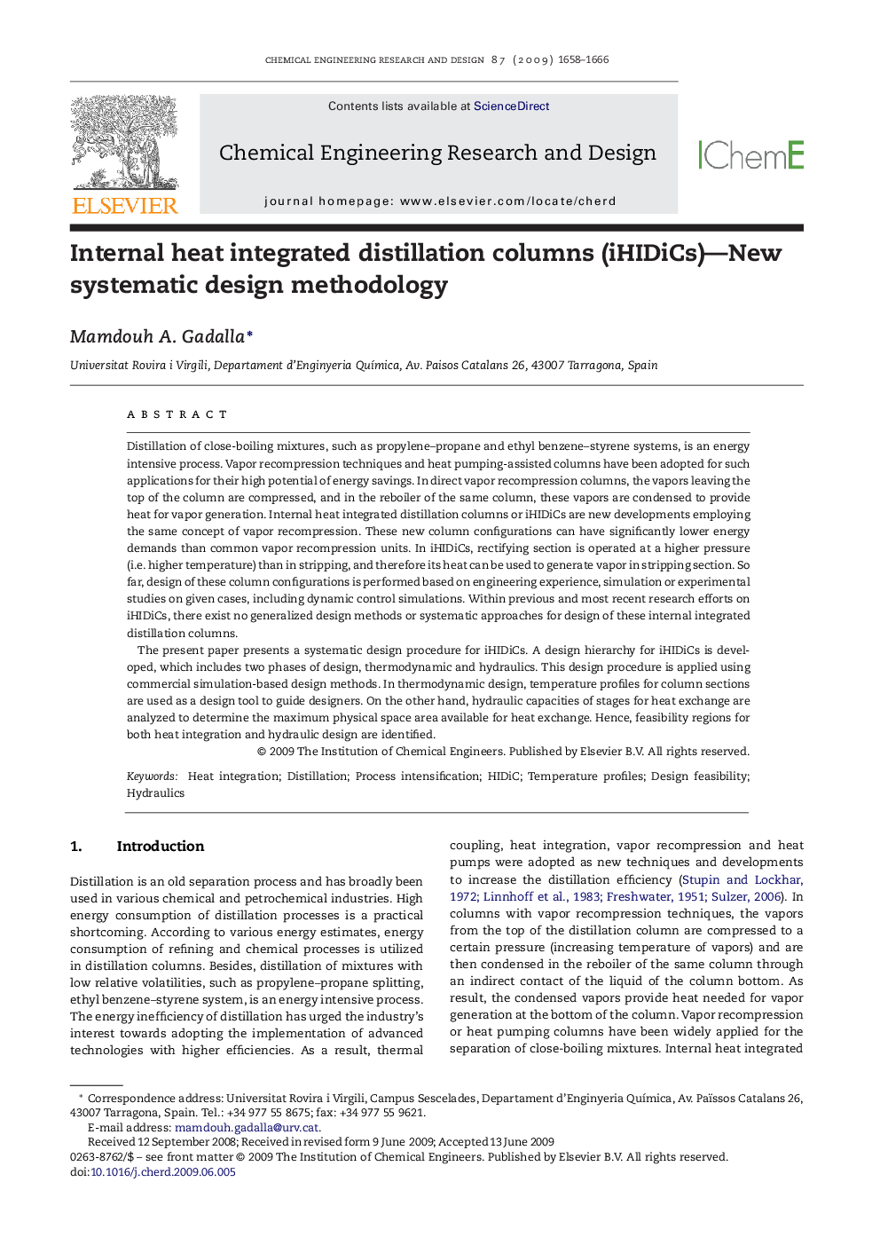 Internal heat integrated distillation columns (iHIDiCs)-New systematic design methodology