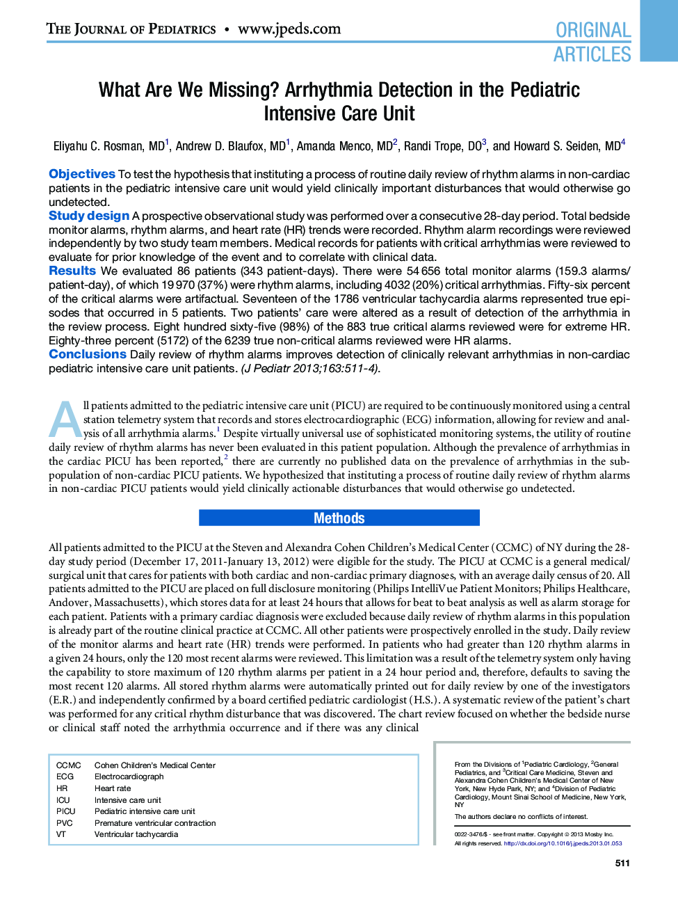 What Are We Missing? Arrhythmia Detection in the Pediatric Intensive Care Unit