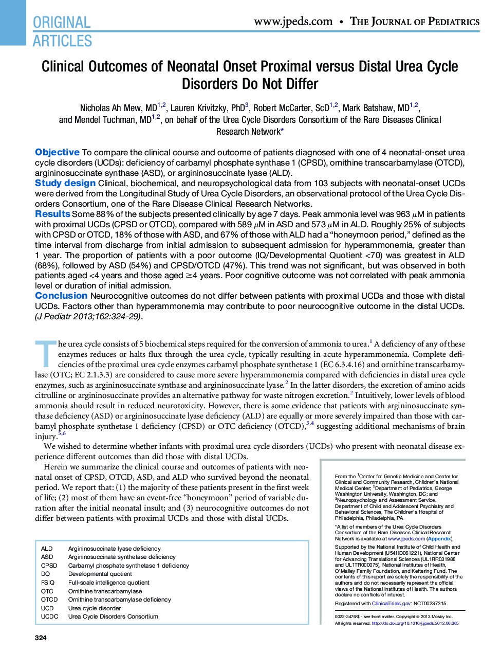 Clinical Outcomes of Neonatal Onset Proximal versus Distal Urea Cycle Disorders Do Not Differ