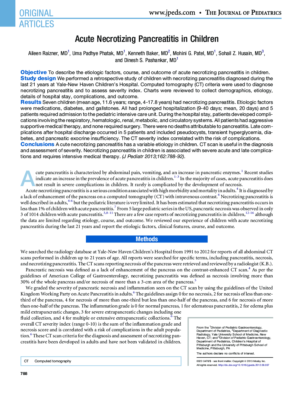 Acute Necrotizing Pancreatitis in Children