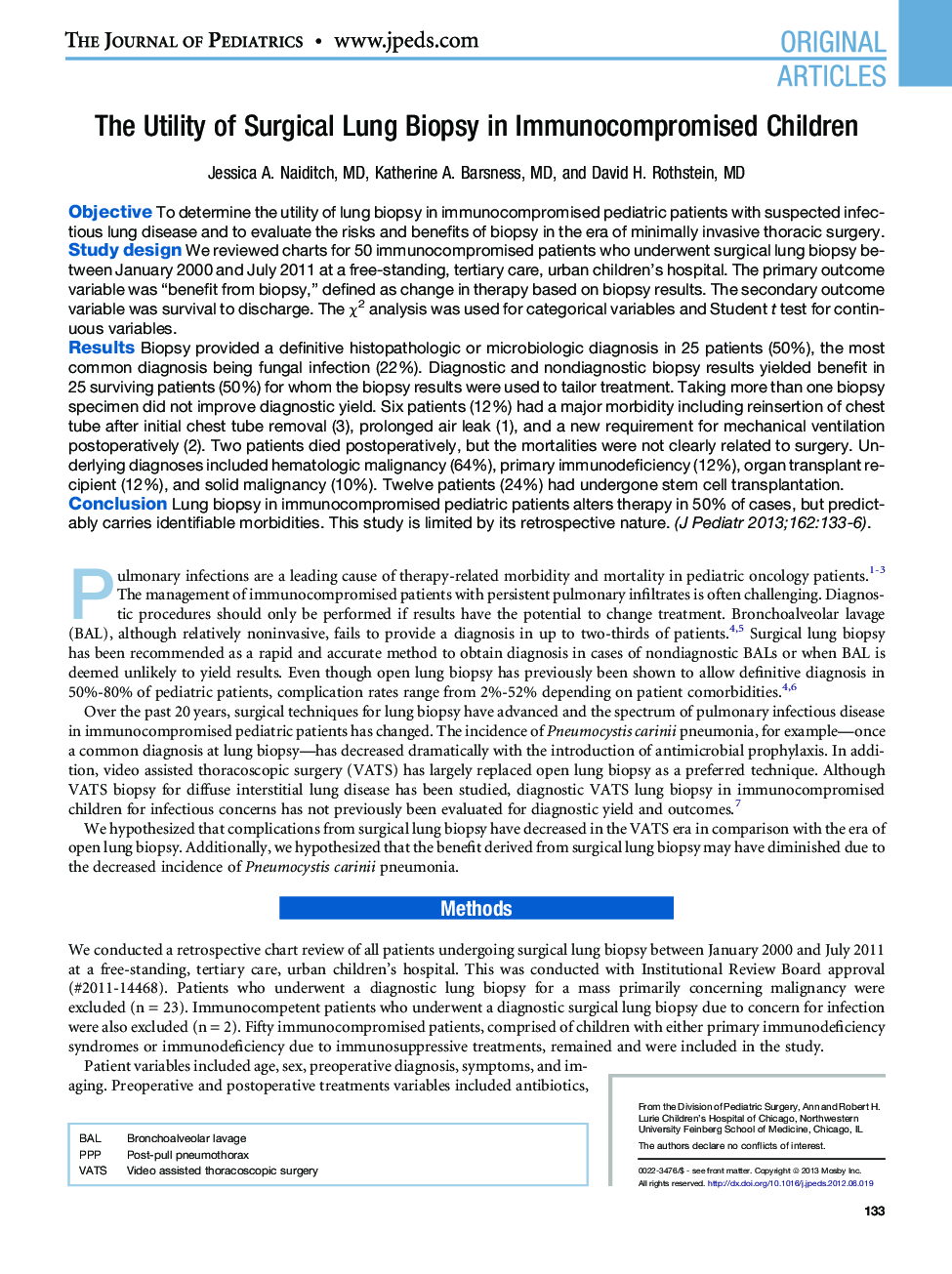 The Utility of Surgical Lung Biopsy in Immunocompromised Children