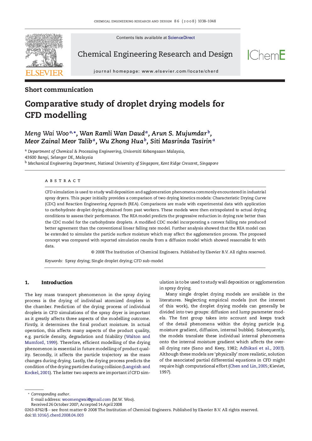 Comparative study of droplet drying models for CFD modelling