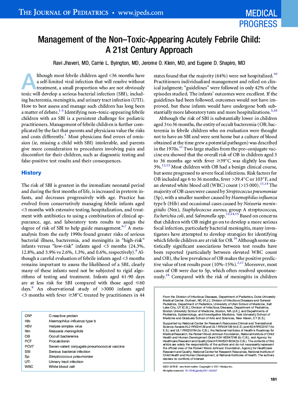 Management of the Non-Toxic-Appearing Acutely Febrile Child: A 21st Century Approach