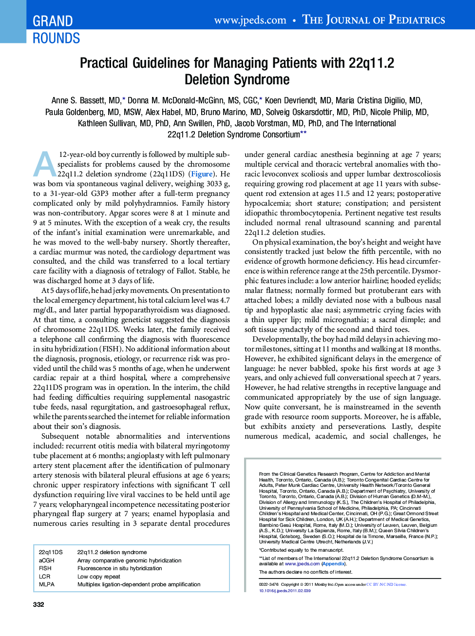 Practical Guidelines for Managing Patients with 22q11.2 Deletion Syndrome