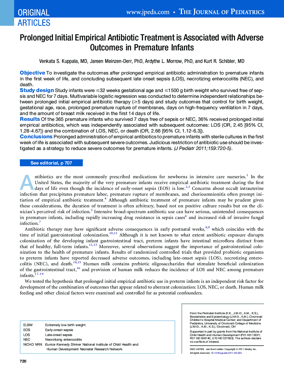 Prolonged Initial Empirical Antibiotic Treatment is Associated with Adverse Outcomes in Premature Infants