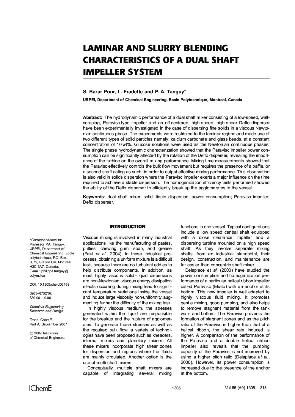 Laminar and Slurry Blending Characteristics of a Dual Shaft Impeller System