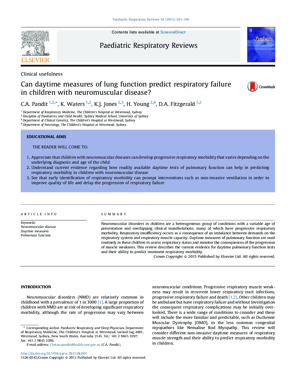 Can daytime measures of lung function predict respiratory failure in children with neuromuscular disease?