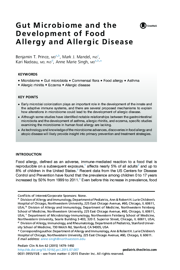 Gut Microbiome and the Development of Food Allergy and Allergic Disease